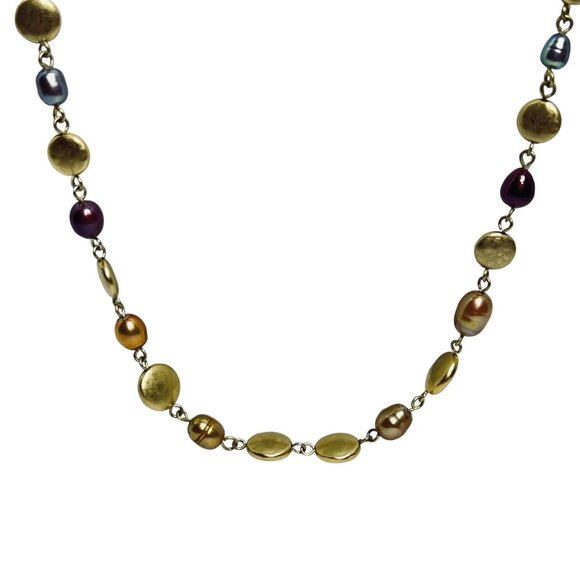 Lia Sophia Matt Gold Tone Coin Bead & Pearl Necklace (5829) - Picture 5 of 9
